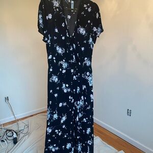 Floral print black dress